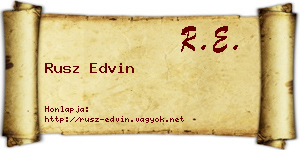 Rusz Edvin névjegykártya